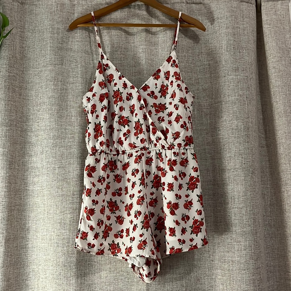 White Romper with Roses